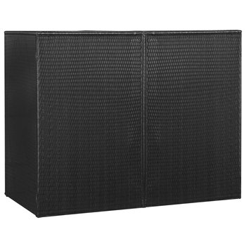 Osłona na 2 kosze na śmieci, czarna, 153x78x120cm, rattan PE - vidaXL