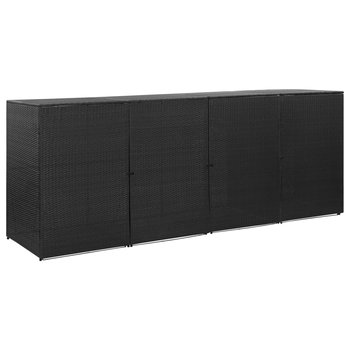 Osłona na 4 kosze na śmieci, czarna, 305x78x120 cm, rattan PE - vidaXL