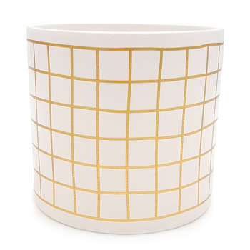 Osłonka ceramiczna wazon złota biała glamour 12 cm kratka - Inny producent