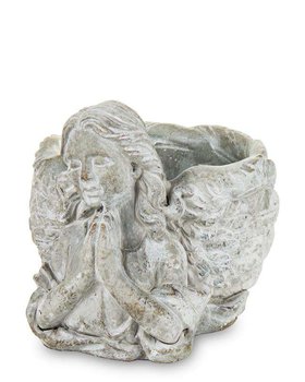 Osłonka doniczka anioł szara ceramika 13x13x16 cm - Pigmejka