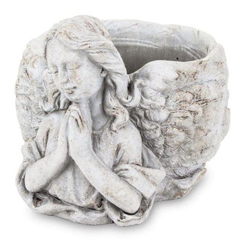 Osłonka doniczka anioł szara ceramika 15x17x20 - Pigmejka