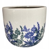 OSŁONKA NA DONICZKĘ RETRO Z KWIATAMI 21cm okrągła skandynawska do palmy