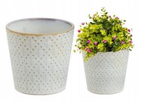 Osłonka na kwiaty ceramiczna beżowa stylowa 14 x 13 cm