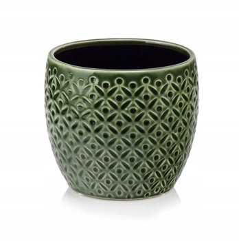 Osłonka zielona doniczka kula z wzorem 11x9 cm - POLNIX