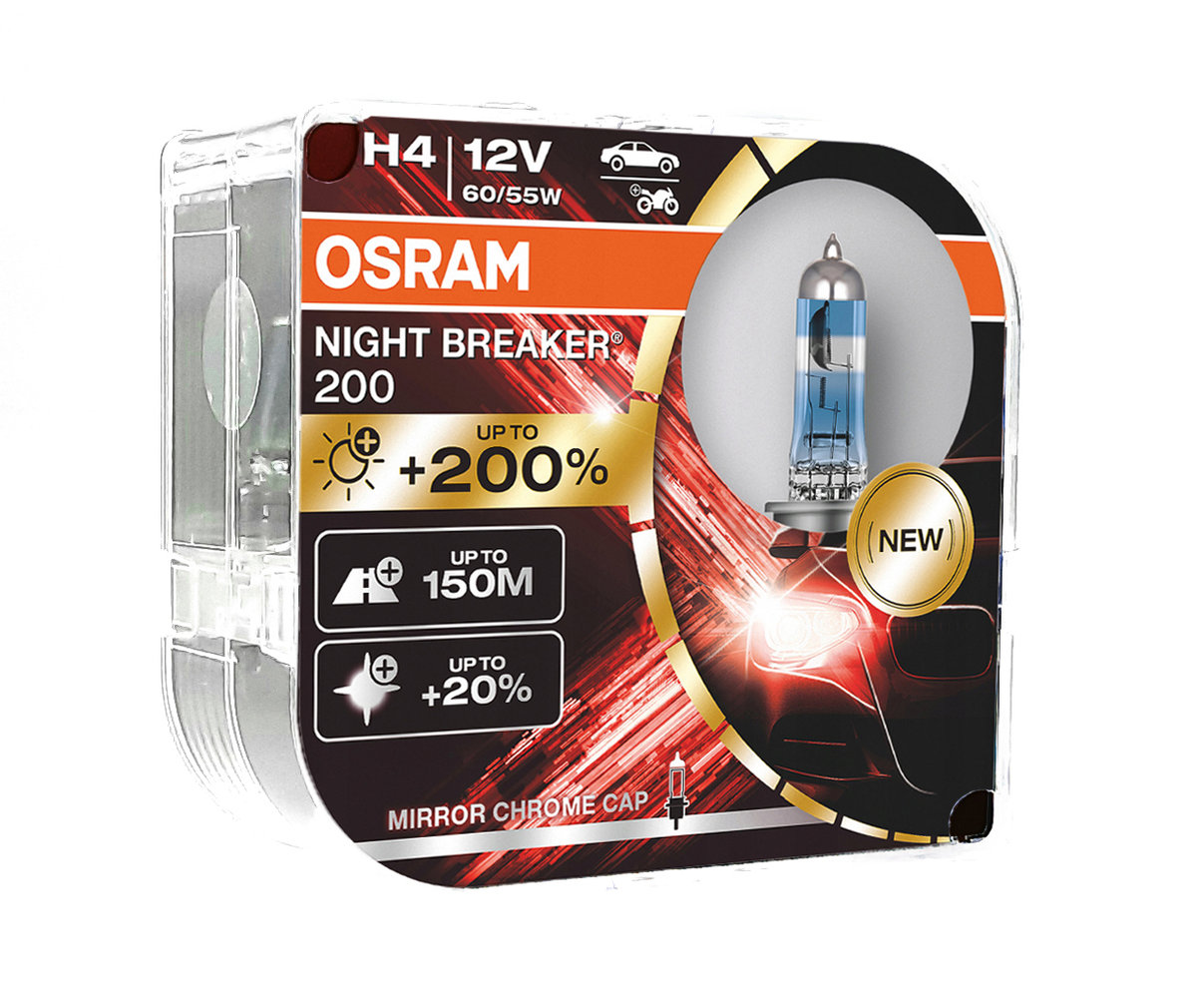 Osram Żarówki H4 Night Breaker Laser +200% +150m NEW ( 2 sztuki