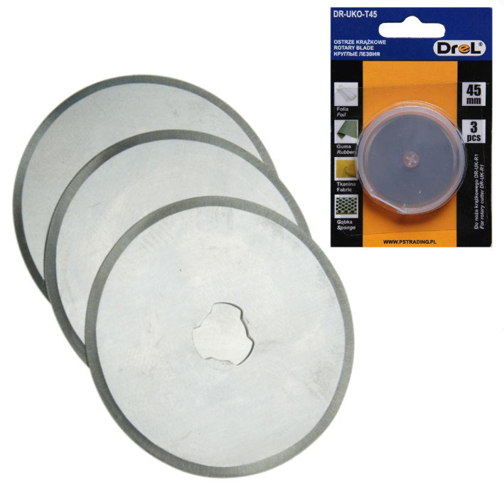 OSTRZA KRĄŻKOWE PROSTE DO NOŻA 45 mm 3 szt.-Zdjęcie-0