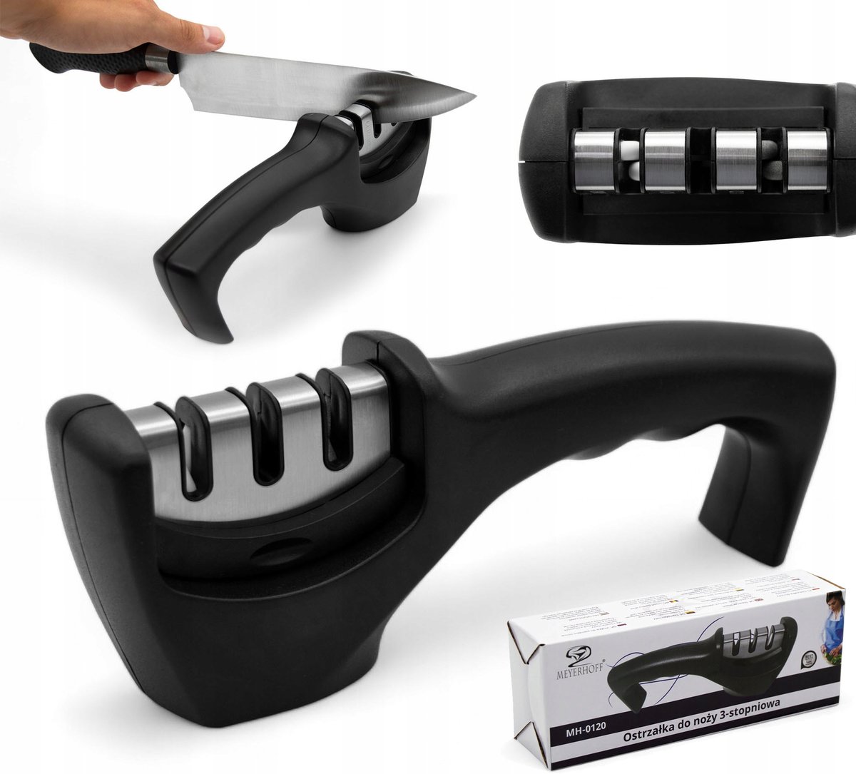 OSTRZAŁKA 3W1 TRÓJFAZOWA DO NOŻY UNIWERSALNA OSTRZENIE WYGŁADZANIE ...