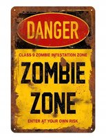 OSTRZEGAWCZA BLASZANA TABLICZKA DEKORACYJNA ZNAK, SZYLD 20x30 - ZOMBIE ZONE