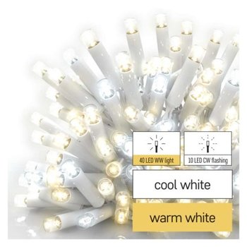 Oświetlenie łączone Profi- sople 50LED 3m ciepła+zim biel, biały błysz przewód IP44 - Emos