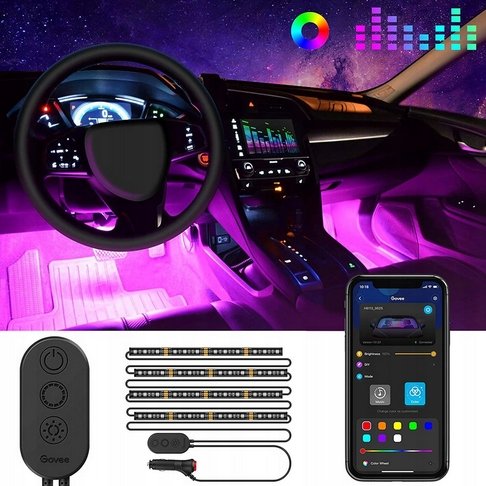 Oświetlenie LED Wnętrza Auta Govee RGB App 48 LED 12V - brak informacji ...