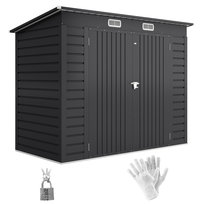 Outsunny Metalowa Szopa Ogrodowa 4,1 m² 249x121x183 cm Szopa Narzędziowa z Dachem Dwuspadowym Zamykana na Klucz Podwójne Drzwi Okno Domek Ogrodowy Zewnętrzna Szopa Ogrodowa Szafka Na Podwórko
