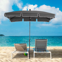 Outsunny Parasol ogrodowy 2 x 1,3 m, parasol marketowy do stołu zewnętrznego z falbanami i aluminiowym masztem, prostokątny regulowany parasol przeciwsłoneczny, szary