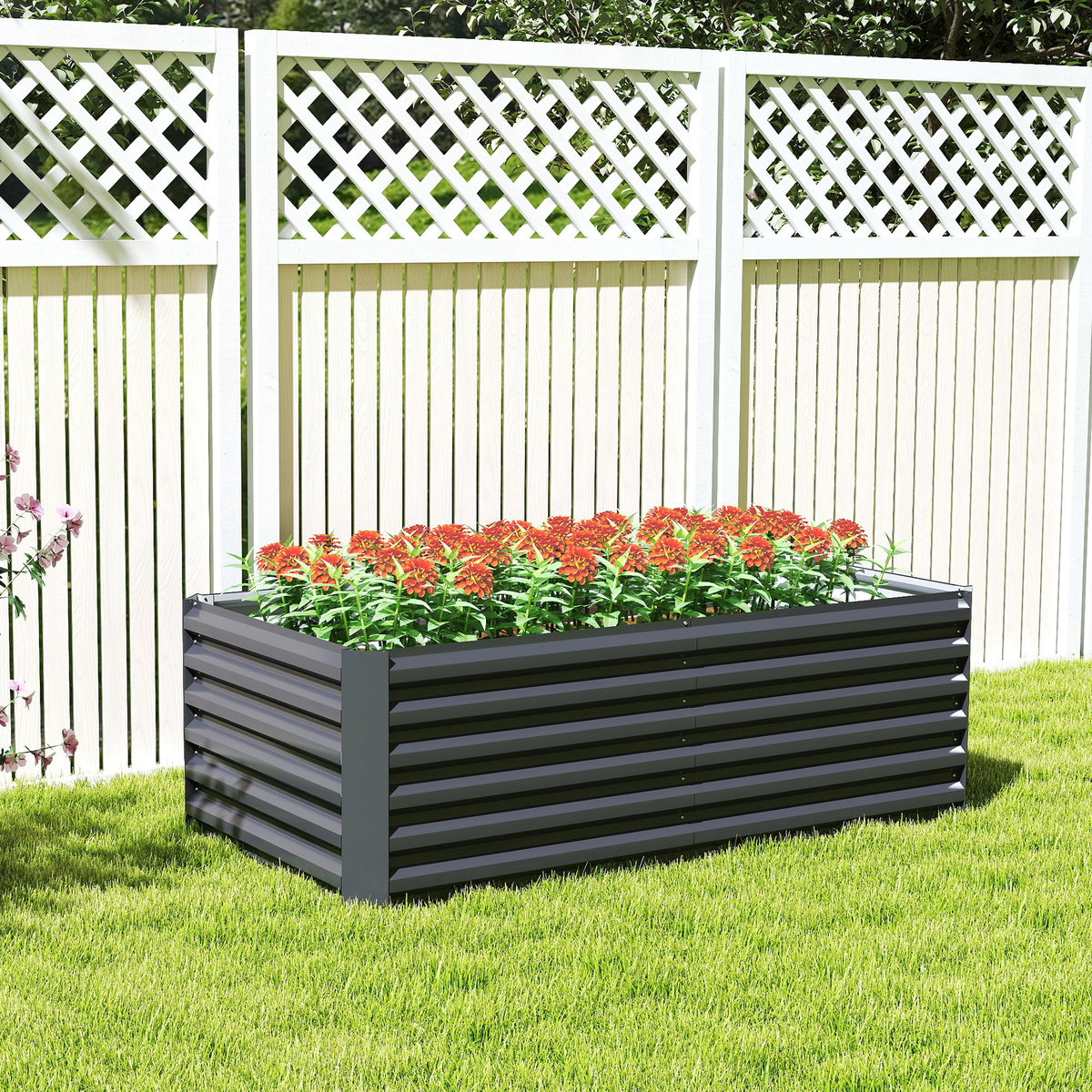 Rabata Rondo Outsunny podwyższona rabata metalowa 180 x 90 x 57,5 cm, głęboka rabata ...