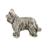 Owczarek francuski Briard, Berger de Brie II  - posrebrzana broszka z psem, elegancki pin, ozdoba klapy marynarki marki Art-Dog