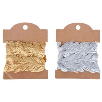 Ozdoba Dek Tasma Listki 2M/2,5Cm Zlot Cf 12/288 - Craft With Fun