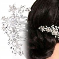 Ozdoba Do Włosów Grzebyk Ślubny Srebrny Kwiaty