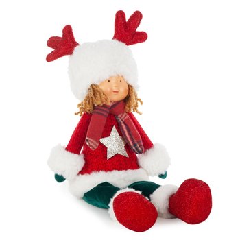 Ozdoba świąteczna Doll lalka 17x9x45 czerwona - Eurofirany