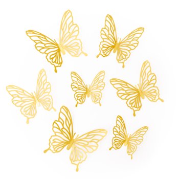Ozdobne Motylki ażurowe złote do dekoracji 12szt - ABC