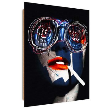 Ozdobny deco panel FEEBY, Abstrakcyjny portret z papierosem, 50x70 cm - Feeby