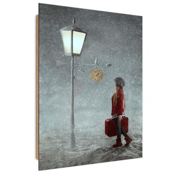 Ozdobny deco panel FEEBY, Dziewczyna w śnieżną noc, 70x100 cm - Feeby