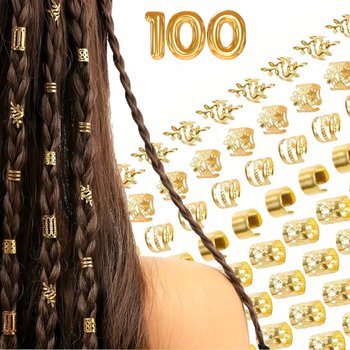 Ozdoby Do Warkoczyków 100 Szt 5 Wzorów Do Dredów Spirale Listki Pierścienie - inna