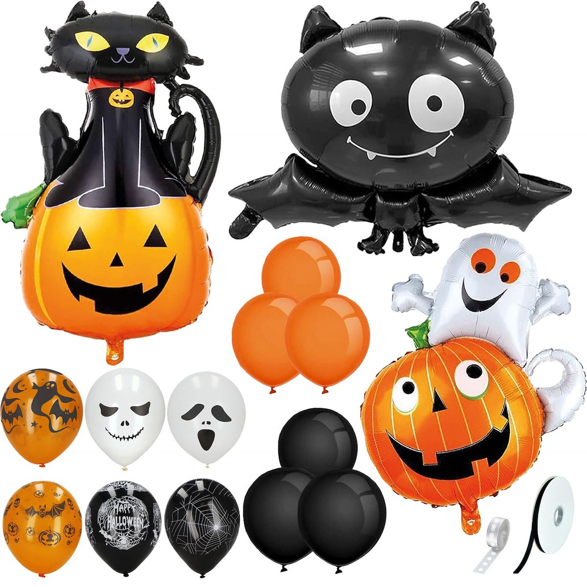 Ozdoby Na Halloween Balony Zestaw Dekoracji Duch Dynia Czarny Kot 14 El Springos Przyjęcia