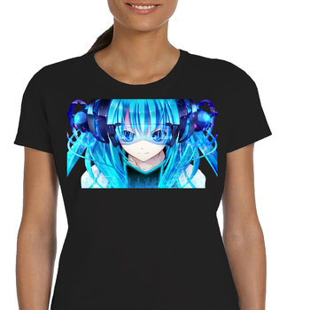 P159 Damska Koszulka Hatsune Miku Vocaloid Bawełna Kpop Anime Czarna S - JHK