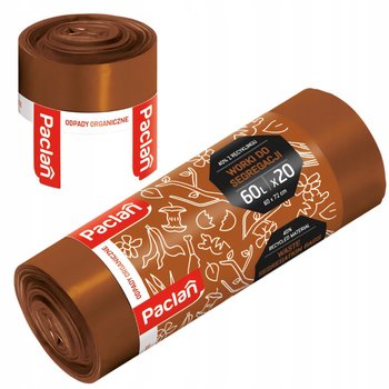 Paclan Worki Na Śmieci Do Segregacji Odpadów Bio Brązowe 60L, 20szt. - Paclan