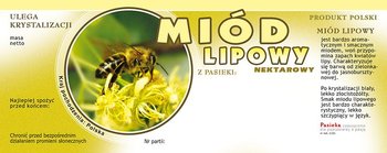 Paczka dużych etykiet na miód lipowy (100szt) - wzór E101 - BEE&HONEY