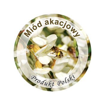 Paczka etykiet mini okrągłych na miód akacjowy (100szt) - wzór EK2 - BEE&HONEY