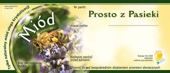 Paczka etykiet na miód prosto z pasieki (100szt) - wzór E93 - BEE&HONEY