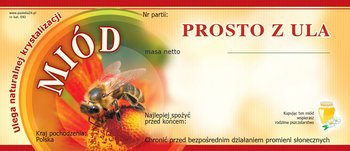 Paczka etykiet na miód prosto z ula (100szt) - wzór E92 - BEE&HONEY