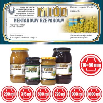 Paczka etykiet na miód rzepakowy 116x50 (100szt) - wzór E1240 - BEE&HONEY