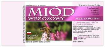 Paczka etykiet na miód wrzosowy 116x50 (100szt) - wzór E1017 - BEE&HONEY