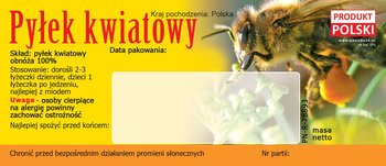 Paczka etykiet na pyłek kwiatowy (50szt) - wzór EP1 - BEE&HONEY