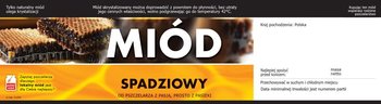 Paczka etykiet z kontretykietą na miód spadziowy(100szt) - wzór E1209 - BEE&HONEY