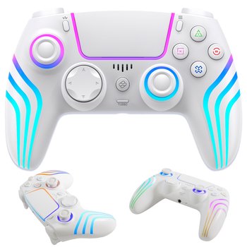 Pad bezprzewodowy PS4/PC biały, oświetlenie RGB, wibracje - BLADE