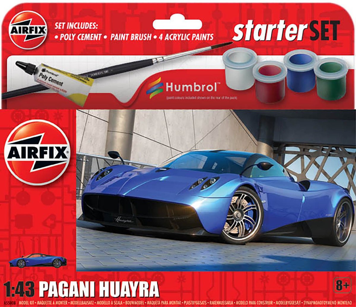 Фото - Збірна модель AIRFIX Pagani Huayra  1:43  A55008 (z pędzlem, farbami i kleje (Starter Set)