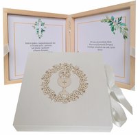 Pamiątka Pierwszej Komunii, drewniane pudełko na pieniądze PPK10