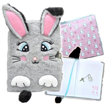 Pamiętnik na kłódkę, kluczyk dla dziewczynek pluszowy notes KRÓLIK St. Majewski - St.Majewski