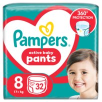 Pampers Active Baby Pants Pieluchomajtki, rozmiar 8, 32 szt. (17kg+)