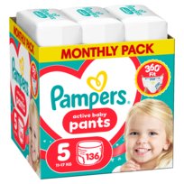 Pampers Active Baby Pieluchomajtki Rozmiar 5, 136 szt., 11-17 kg