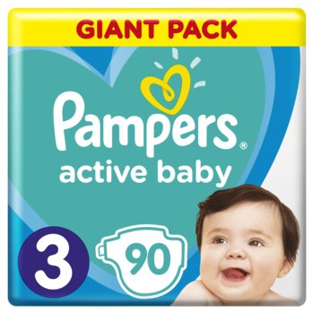 Pampers, Active Baby, Pieluchy jednorazowe, rozmiar 3, Midi, 6-10 kg, 90 szt. - Pampers
