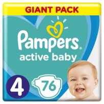 Pampers, Active Baby, Pieluchy jednorazowe, rozmiar 4, Maxi, 9-14 kg, 76 szt.