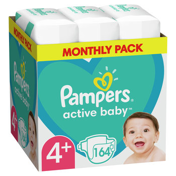 Pampers, Active Baby, Pieluszki jednorazowe, rozmiar 4+, 10-15 kg, 164 szt. - Pampers