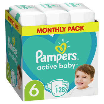 Pampers, Active Baby, Pieluszki jednorazowe, rozmiar 6, 13-18 kg, 128 szt. - Pampers