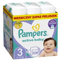 Pampers Active Baby Pieluszki, rozmiar 3, 208 szt. (6-10 kg)