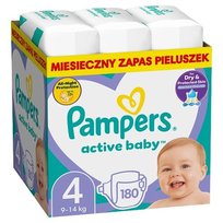 Pampers Active Baby Pieluszki, rozmiar 4, 180 szt. (9-14 kg)