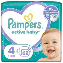 Pampers Active Baby Pieluszki, rozmiar 4, 62 szt. (9-14 kg)