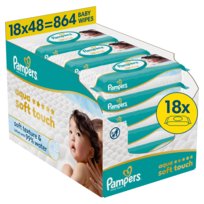 Pampers Aqua Soft Touch Chusteczki Nawilżane Dla Dzieci, 15 Opakowania po 48 Chusteczek szt